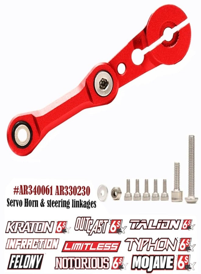 قطع غيار ترقية قضيب الربط المصنوع من الألومنيوم وذراع المؤازرة 25T لسيارات Arrma Typhon Kraton Talion Outcast Notorious 6S BLX بمقياس 1/8، وLimitless Infraction Mojave 6S BLX بمقياس 1/7، بديل لـ AR340061 وAR330230 (أحمر). - Image 2